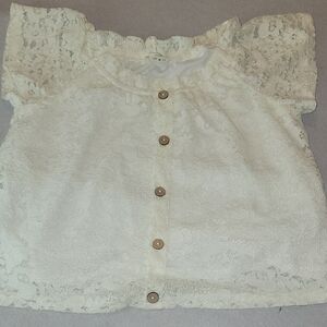 Kids Lace Button-Up Blouse - White